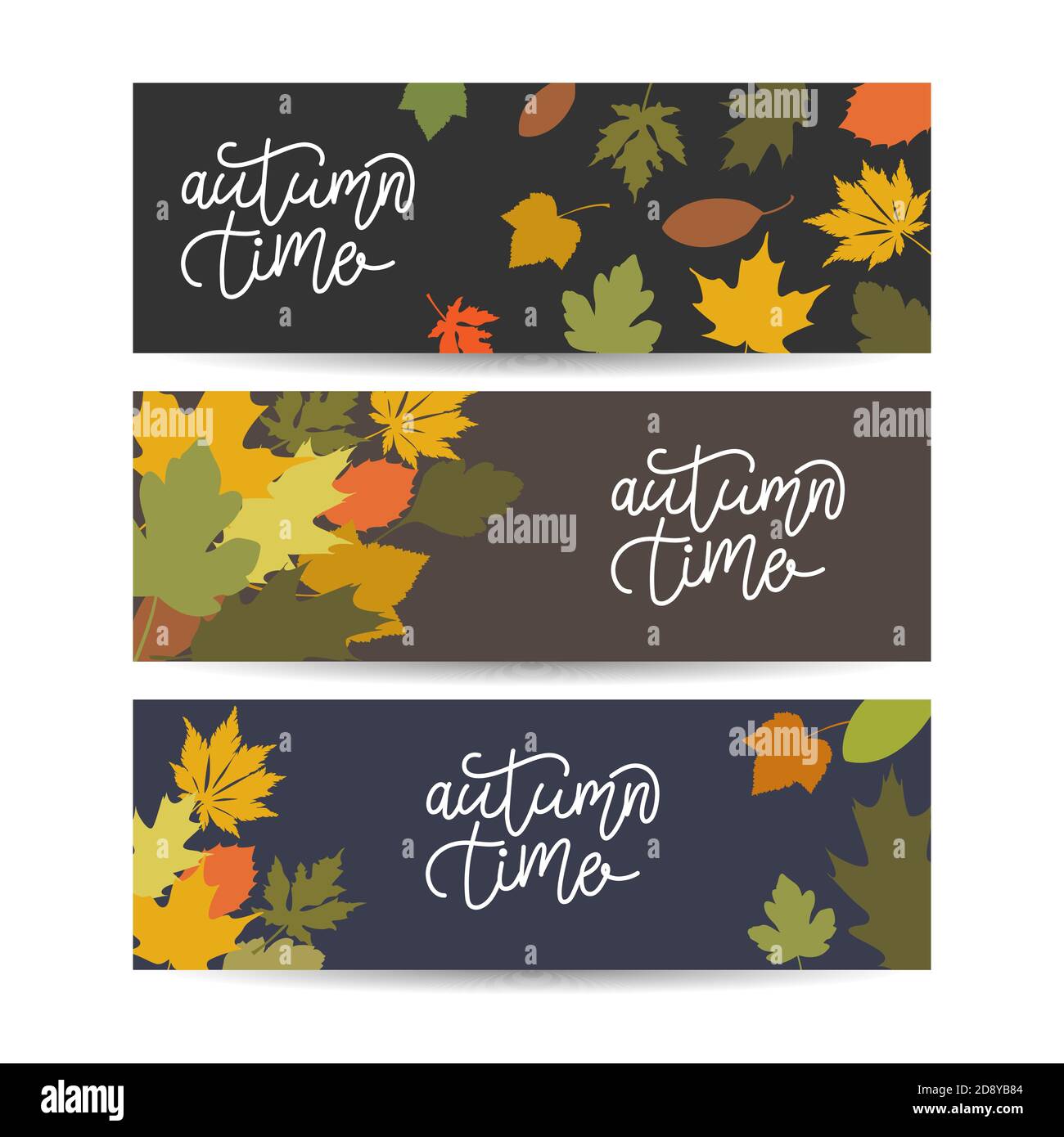 Three autumn banners with colorful leaves Vector Stock Vector