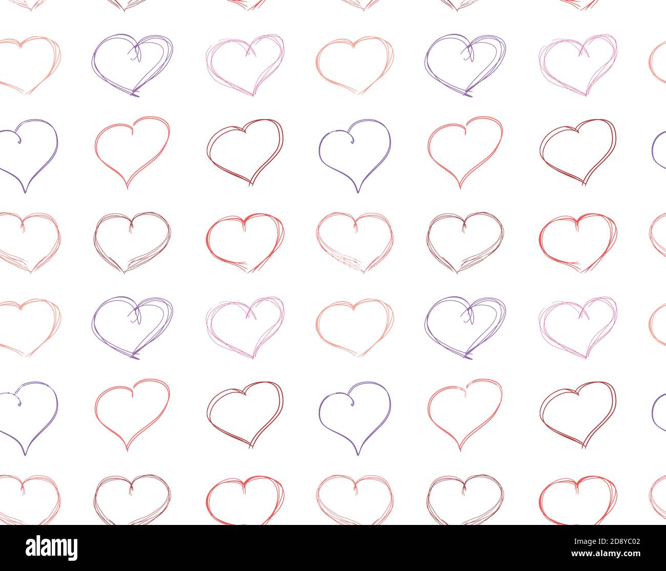 vector seamless pattern of hand-drawn red hearts Stock Vector Image ...