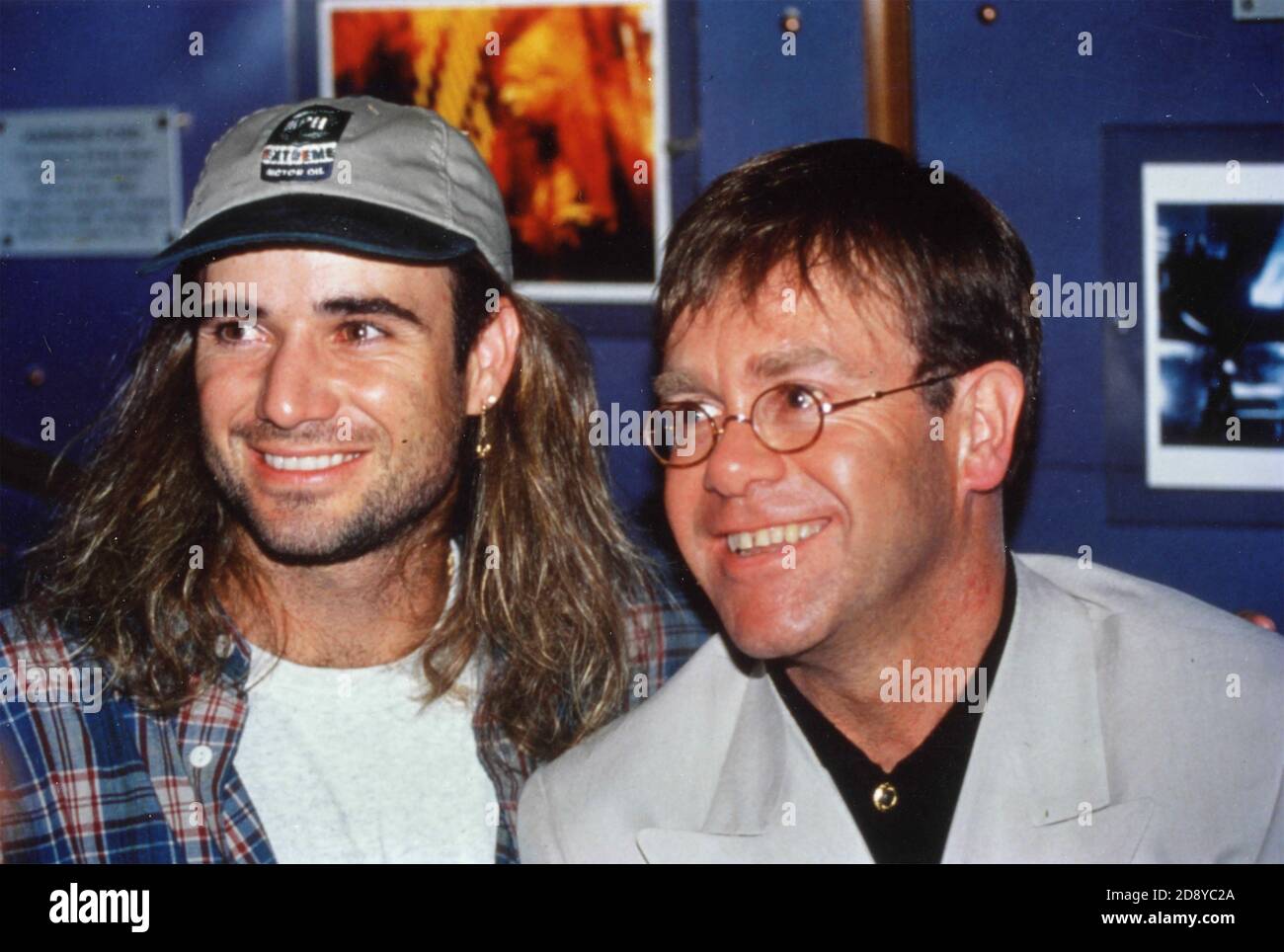 American tennis player Andre Agassi and English musician Elton John, 1994 Stock Photo