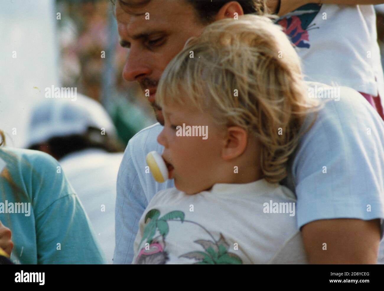 Swedish tennis player Bjorn with his child, Stock -