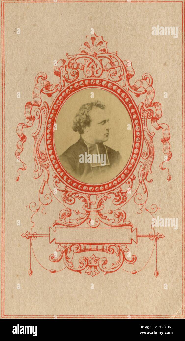 Visit card of a priest, France 1873 Stock Photo