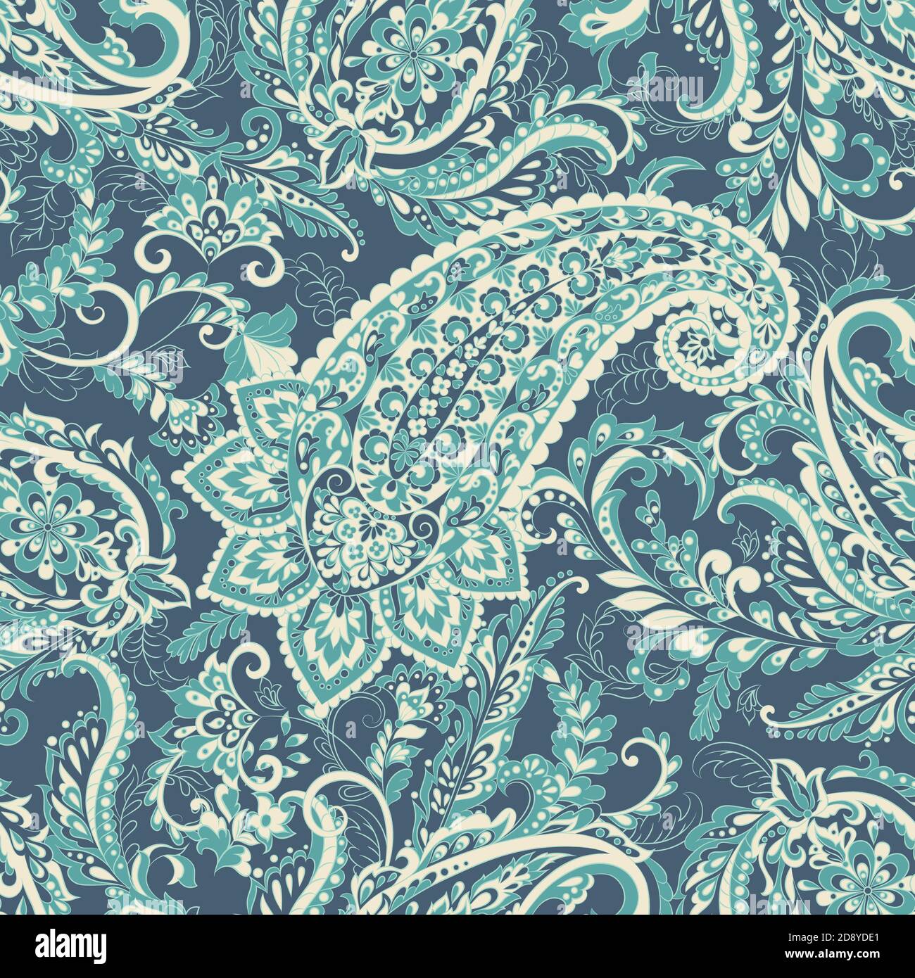 Seamless pattern with paisley ornament. Vector illustration Stock ...