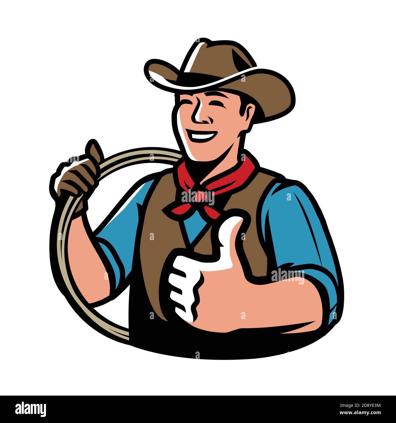 Cowboy with rope symbol. Ranch vector illustration Stock Vector