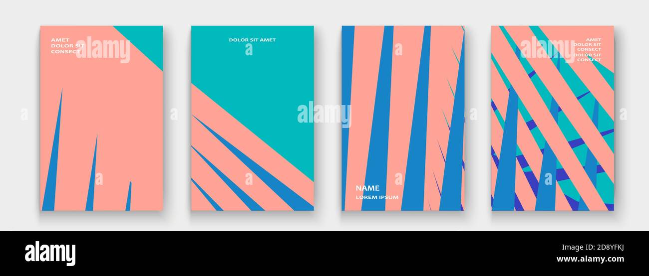Modern cover collection design vector. Abstract retro style pastel pink blue lines texture. Striped trend background. Futuristic geometric stripe patt Stock Vector