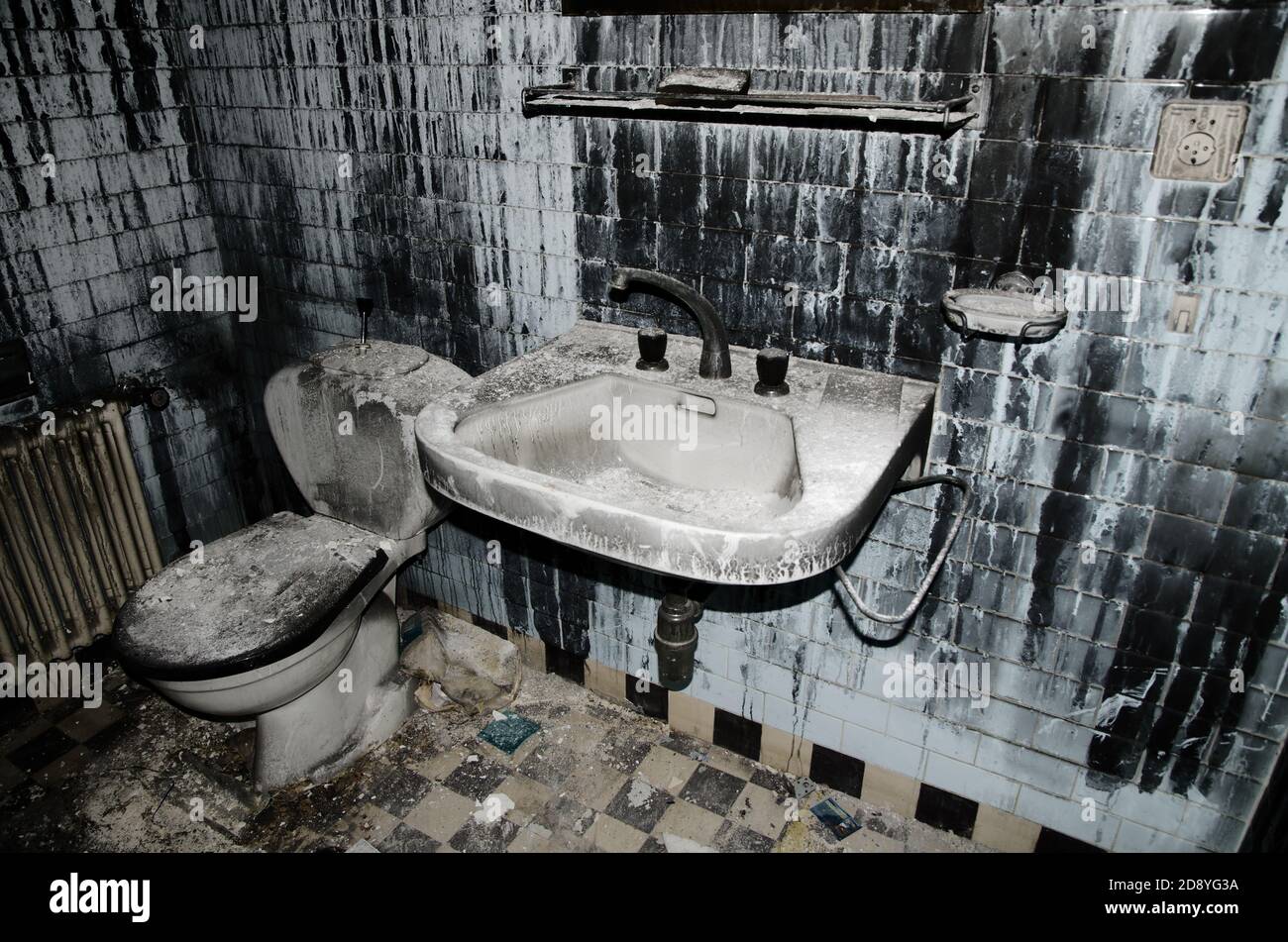 Very Dirty and Damage Bathroom in Switzerland Stock Photo Alamy