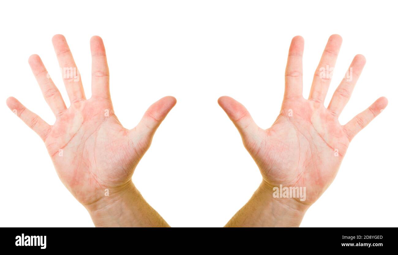Hand shows ten fingers Photo - Alamy