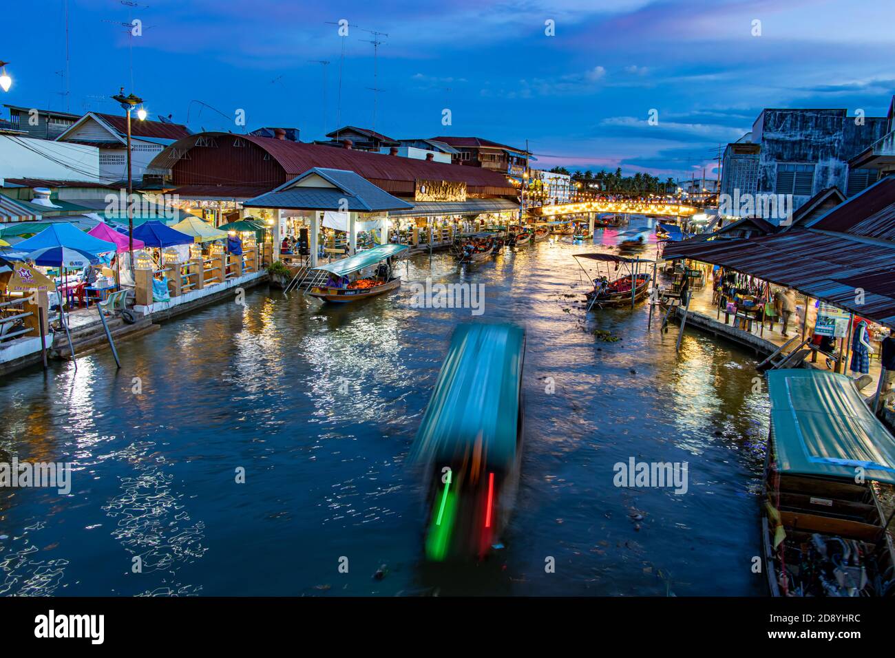 BANGKOK, THAILAND, JUL 18 2020, A sunset at Khlong Lat Mayom Floating ...
