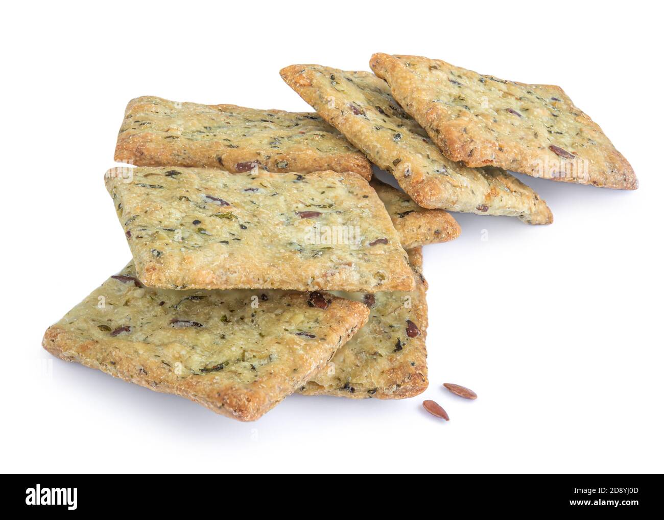 Cereal crackers isolated on white background. Crispy breads with sesame ...