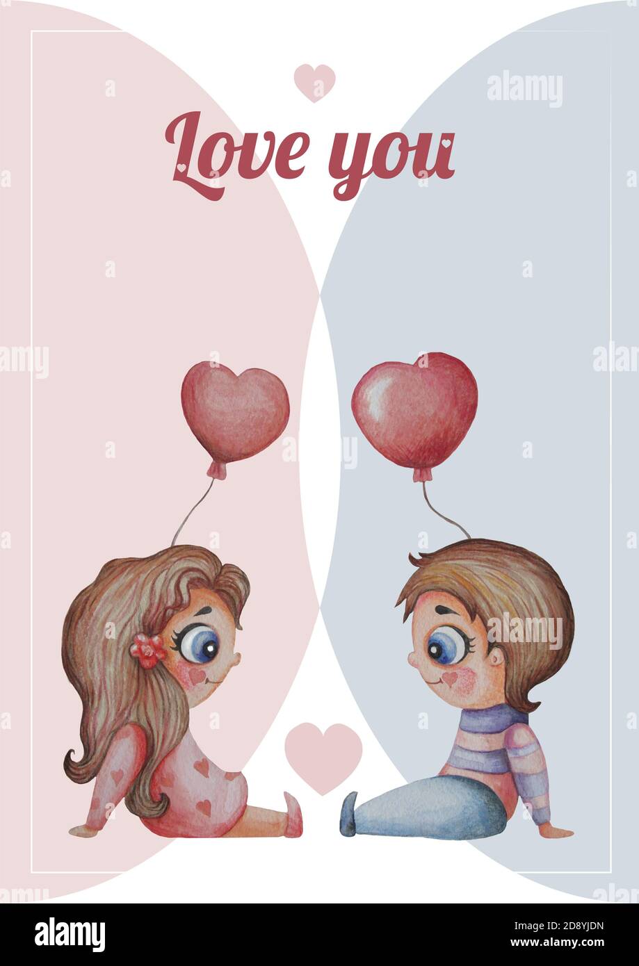 Page 2 Boy Girl Cartoon Heart Balloon High Resolution Stock Photography And Images Alamy