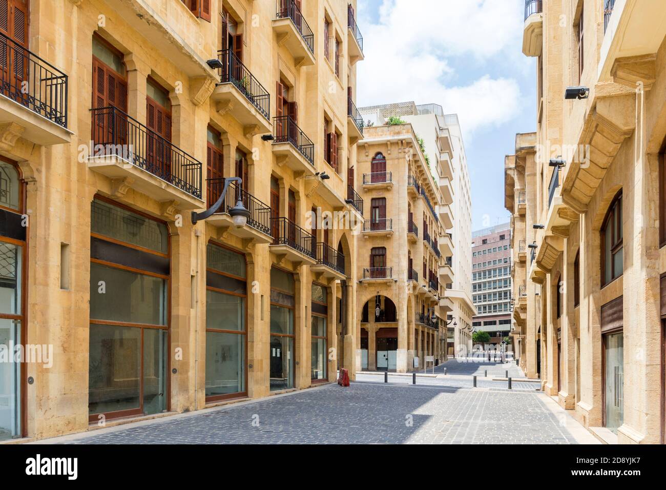 Renovated streets of downtown Beirut Central District with empty shops, Lebanon Stock Photo Alamy