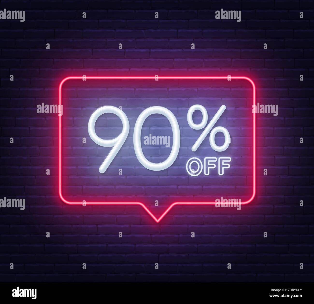 90 Percent Off Neon Sign On Brick Wall Background Stock Vector Image Art Alamy