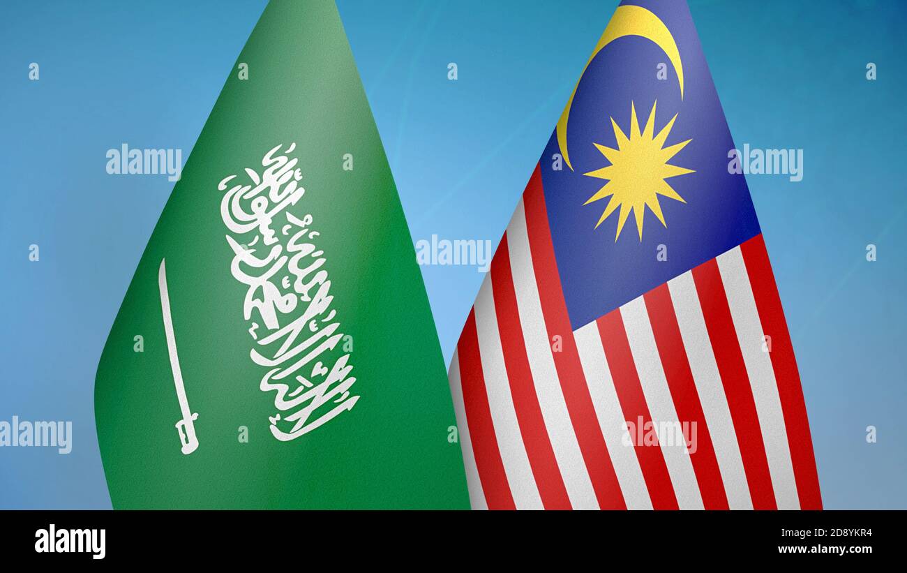Saudi Arabia and Malaysia two flags Stock Photo