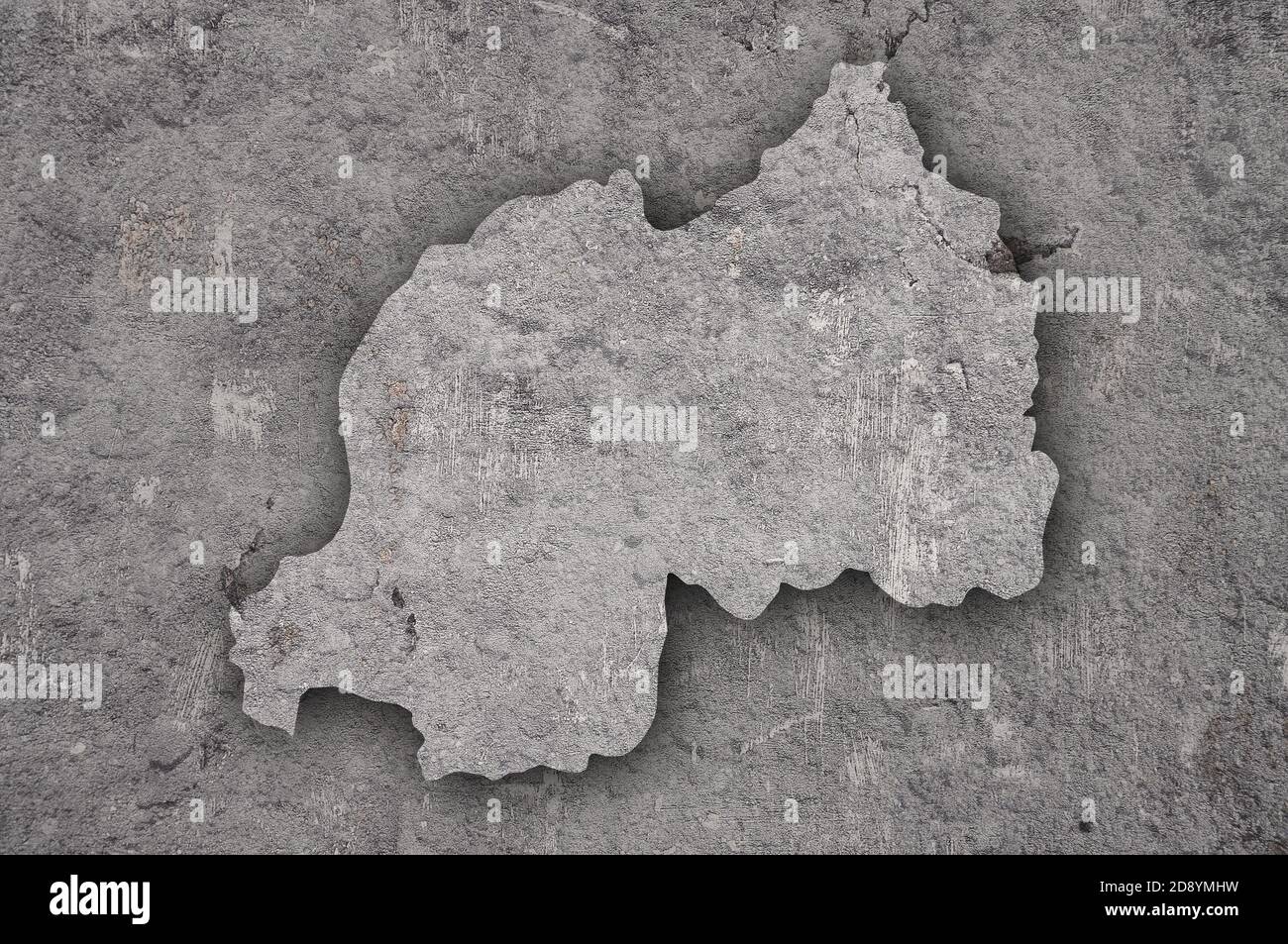 Map of Rwanda on weathered concrete Stock Photo - Alamy