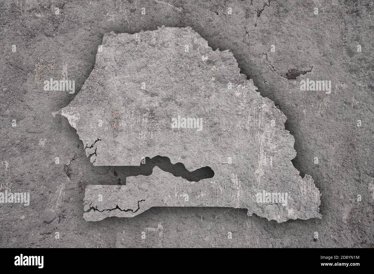 Map of Senegal on weathered concrete Stock Photo - Alamy