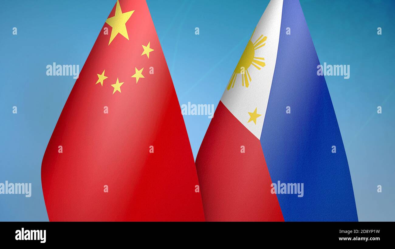 China and Philippines two flags Stock Photo