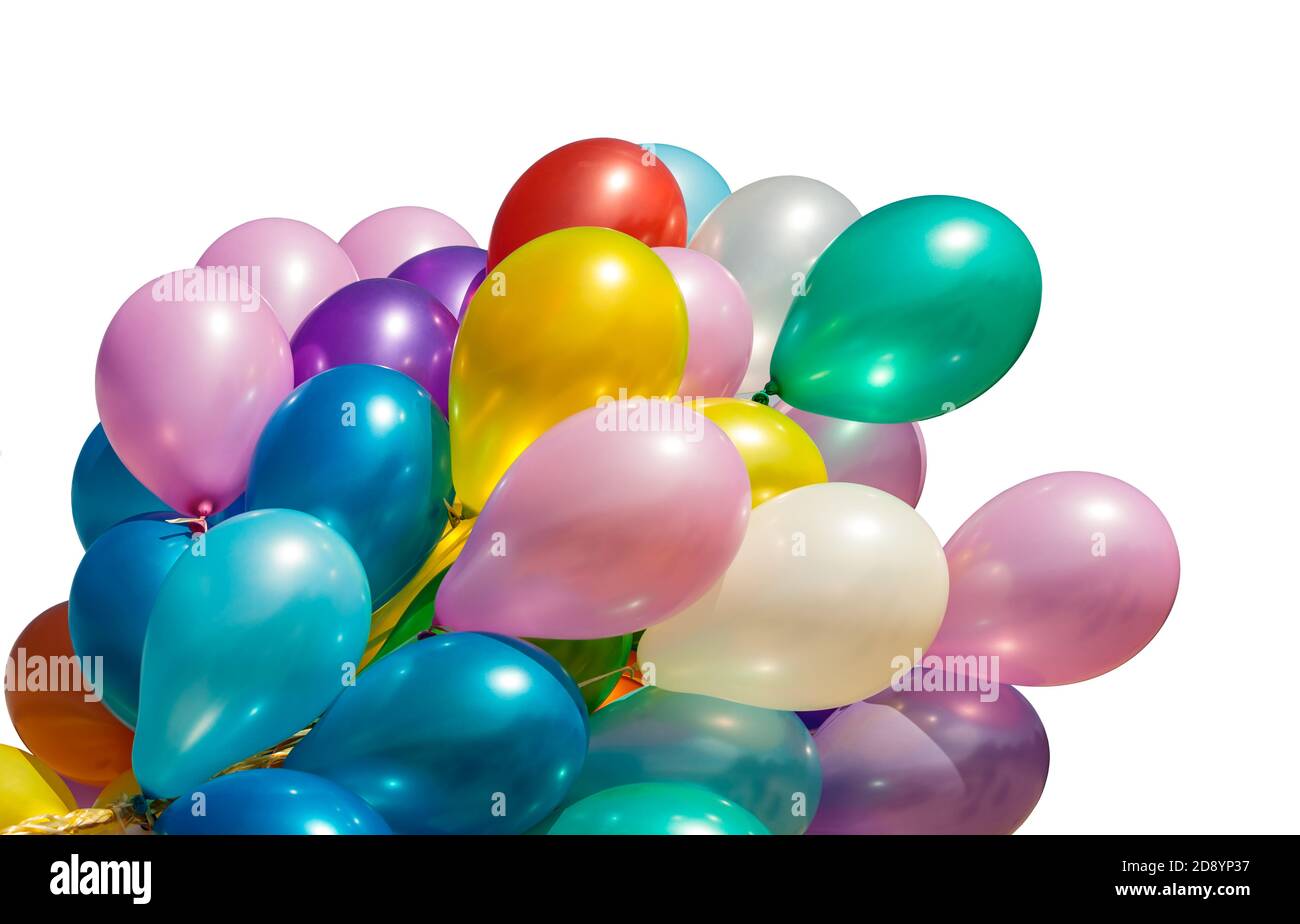 Bunch of colorful balloons isolated on white background Stock Photo - Alamy