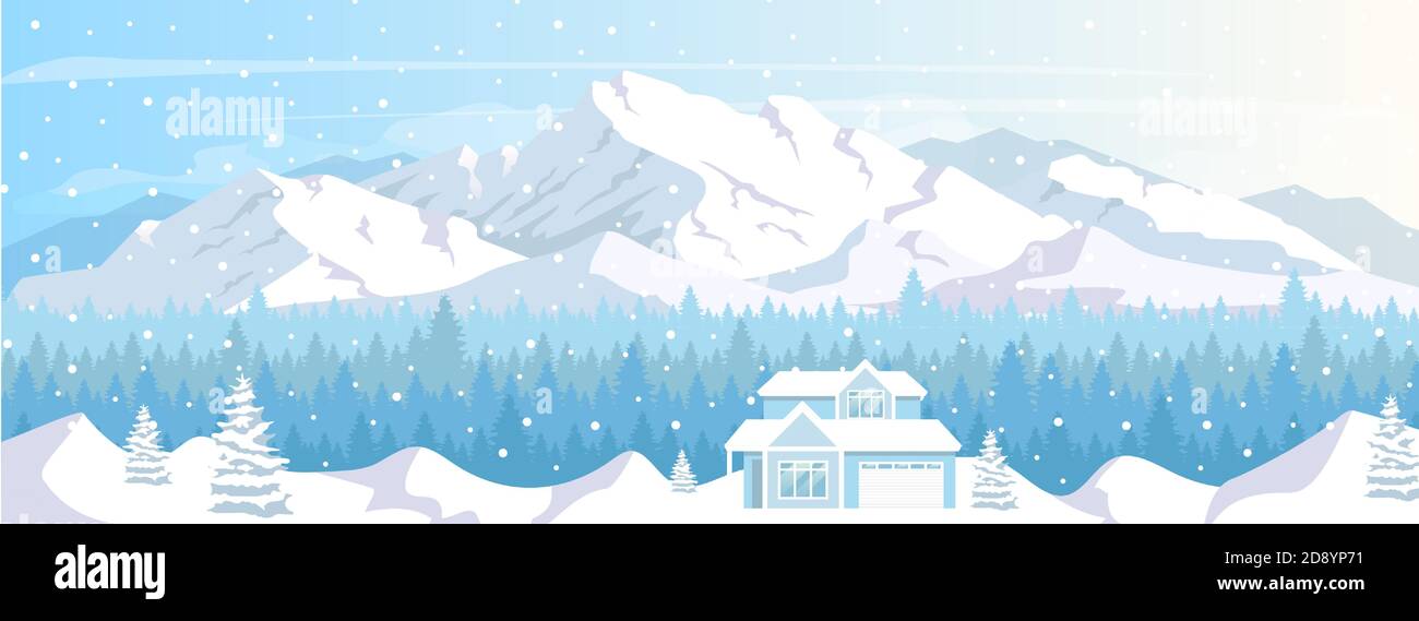 Ski resort house flat color vector illustration Stock Vector Image ...