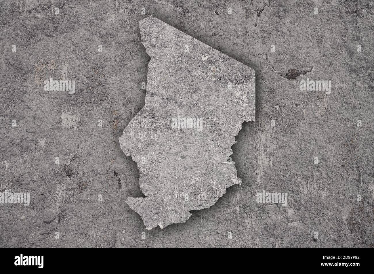 Map of Chad on weathered concrete Stock Photo - Alamy