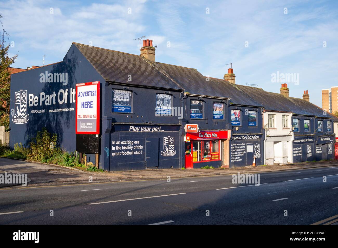 Row of properties in Victoria Avenue, Southend, Essex, purchased by Southend Utd FC owner to be redeveloped with plans for new stadium. Terrace Stock Photo