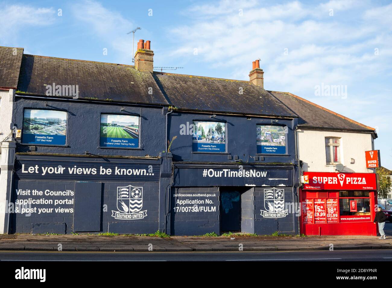 Row of properties in Victoria Avenue, Southend, Essex, purchased by Southend Utd FC owner to be redeveloped with plans for new stadium. Fossets Farm Stock Photo