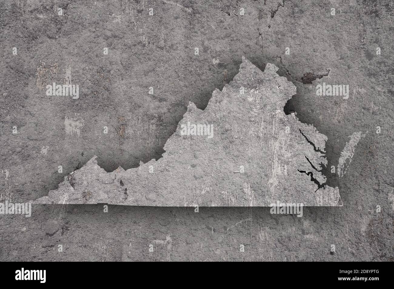 Map of Virginia on weathered concrete Stock Photo - Alamy