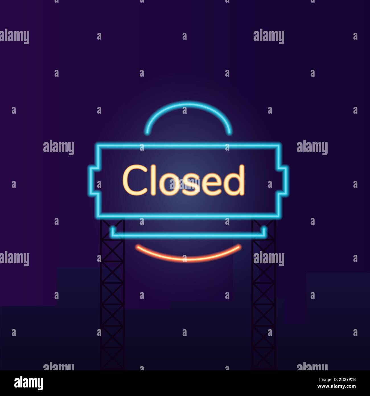 Closed store vector neon light board sign illustration Stock Vector