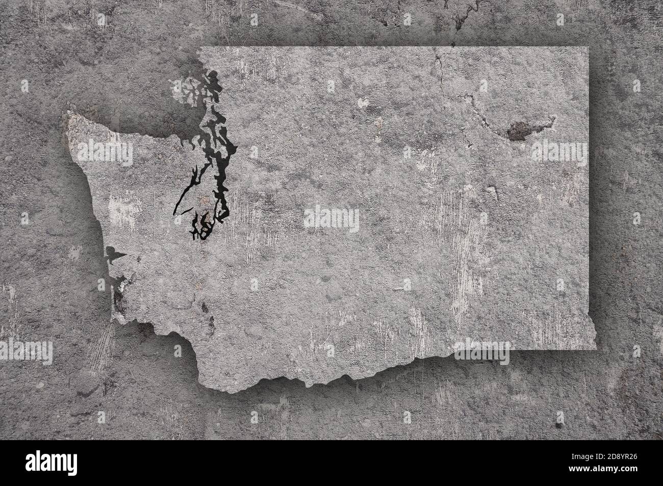 Map of Washington on weathered concrete Stock Photo - Alamy
