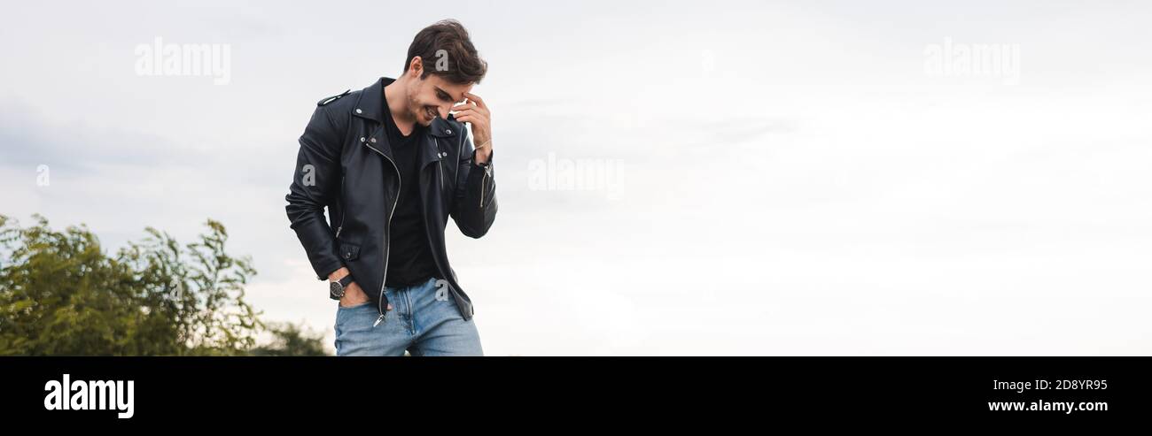 Panoramic shot happy man hi-res stock photography and images - Alamy