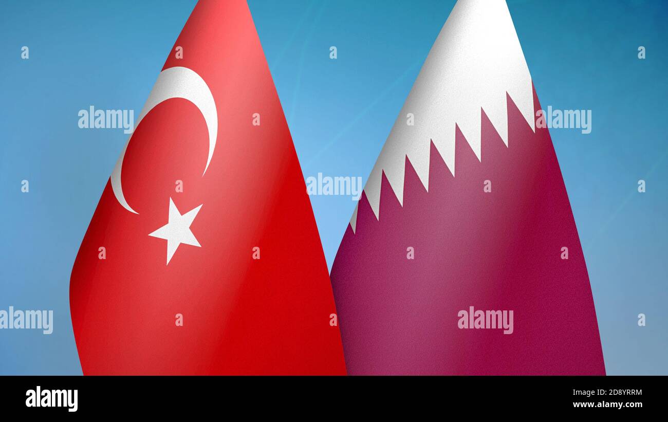 Turkey and Qatar two flags Stock Photo Alamy