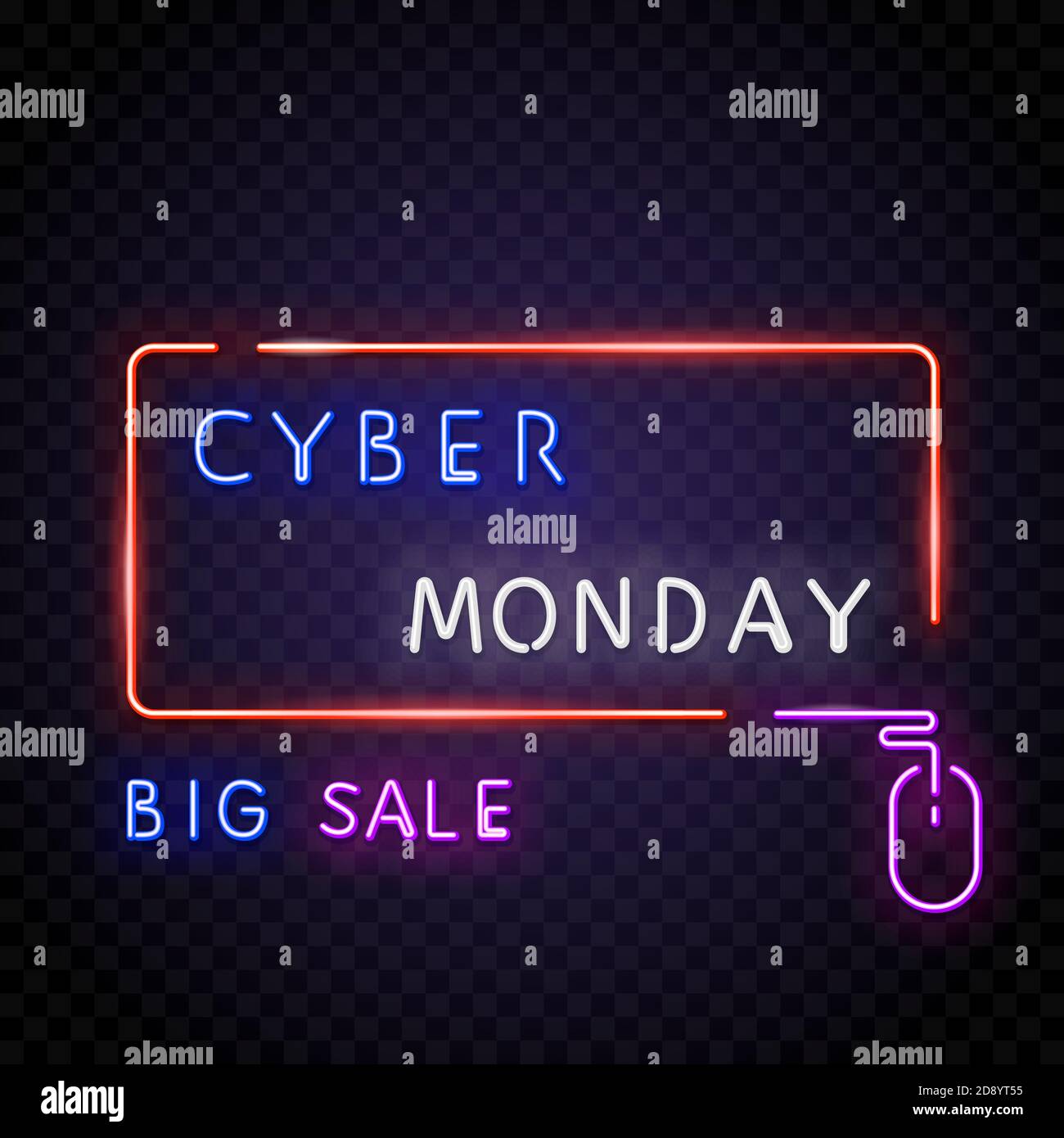 Neon frame cyber monday Stock Vector