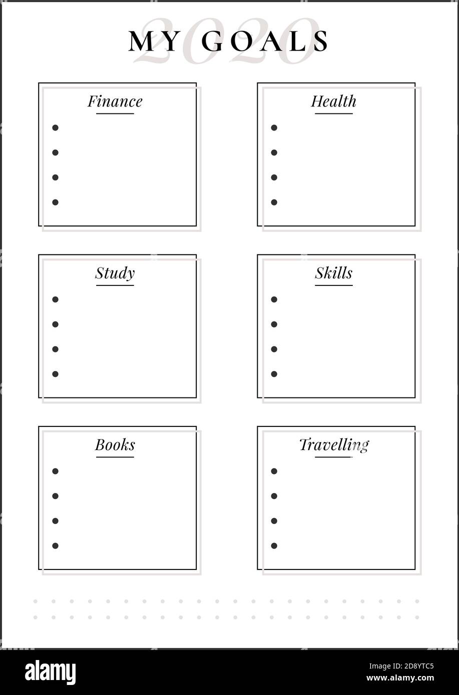 2020 annual goal spread minimalist planner page design Stock Vector ...