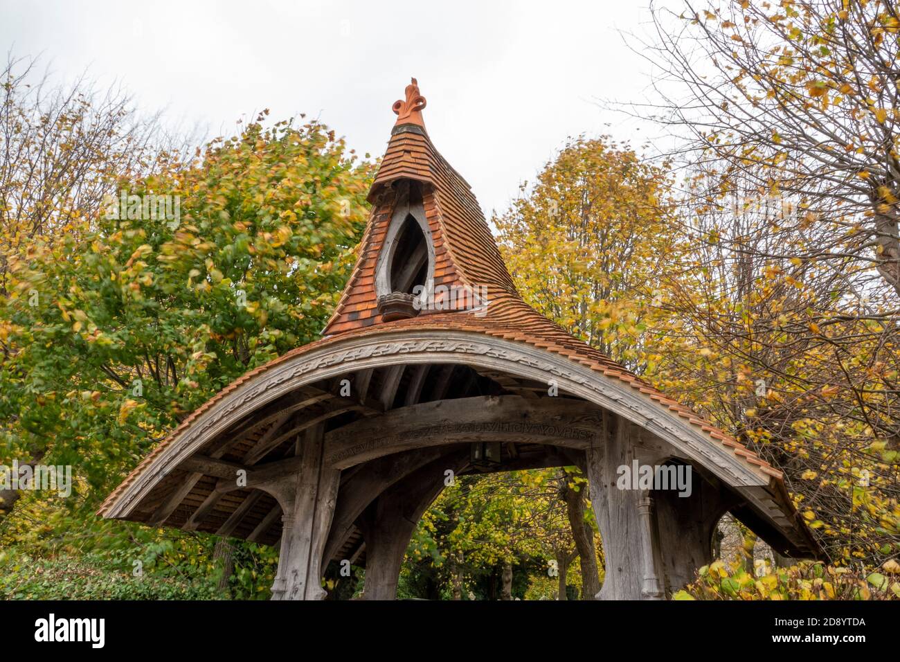 The Lychgate at the church of St Mary and Saint Peter, Kelsale. Suffolk, England Stock Photo