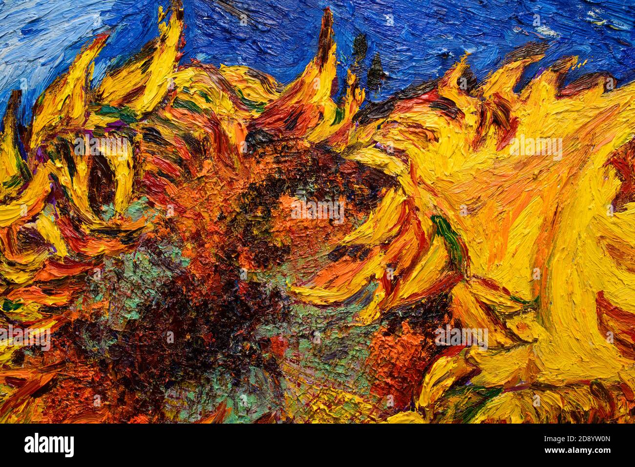 Sunflower, oil painting on canvas. Free copy Based on the painting by