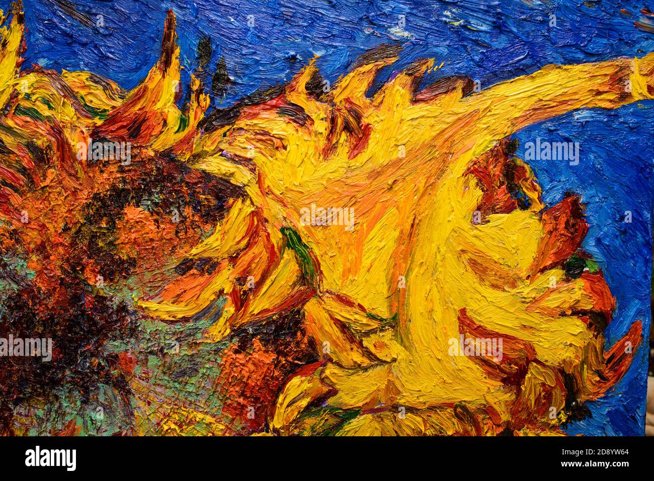 Sunflower, oil painting on canvas. Free copy Based on the painting by