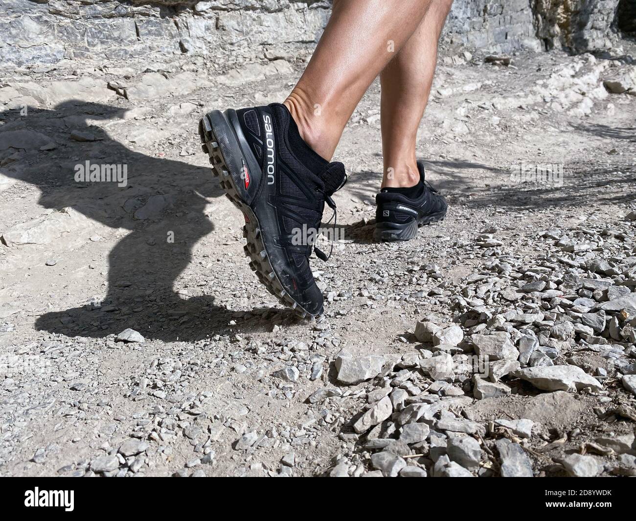 Sochi, Russia - October 6, 2020: legs man in running shoes Salomon  Speedcross 4 gtx hiking on mountain trail Stock Photo - Alamy