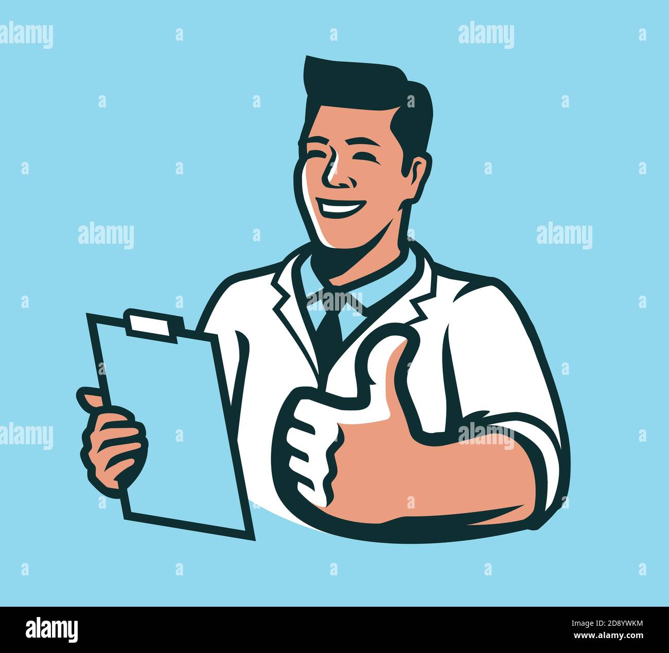 Happy doctor. Ambulance, hospital, medicine symbol vector illustration Stock Vector