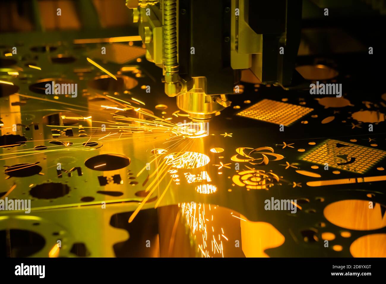 Automatic cnc laser cutting machine working with sheet metal with