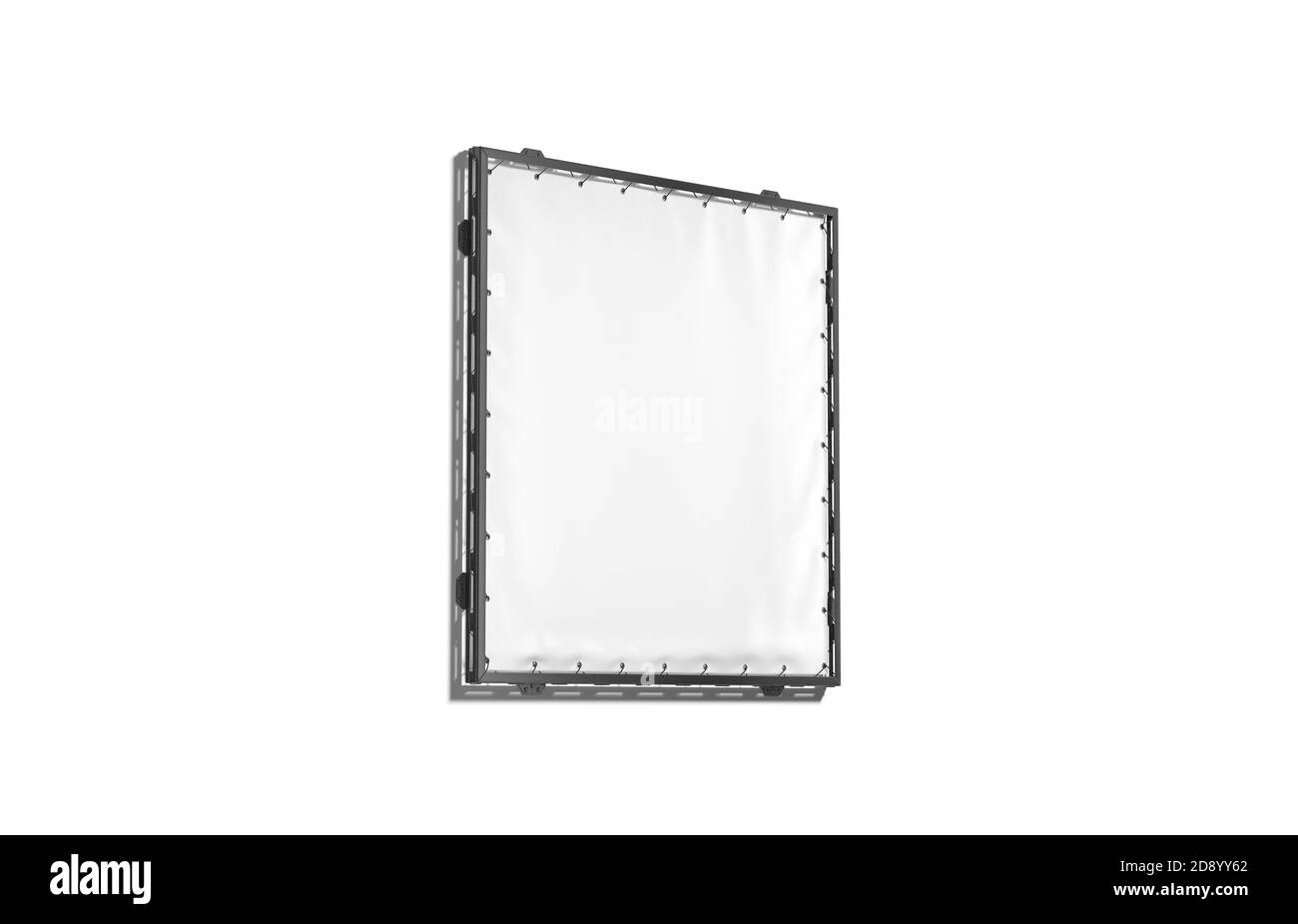 Blank white stretching banner with black grip frame mockup, isolated Stock Photo Alamy