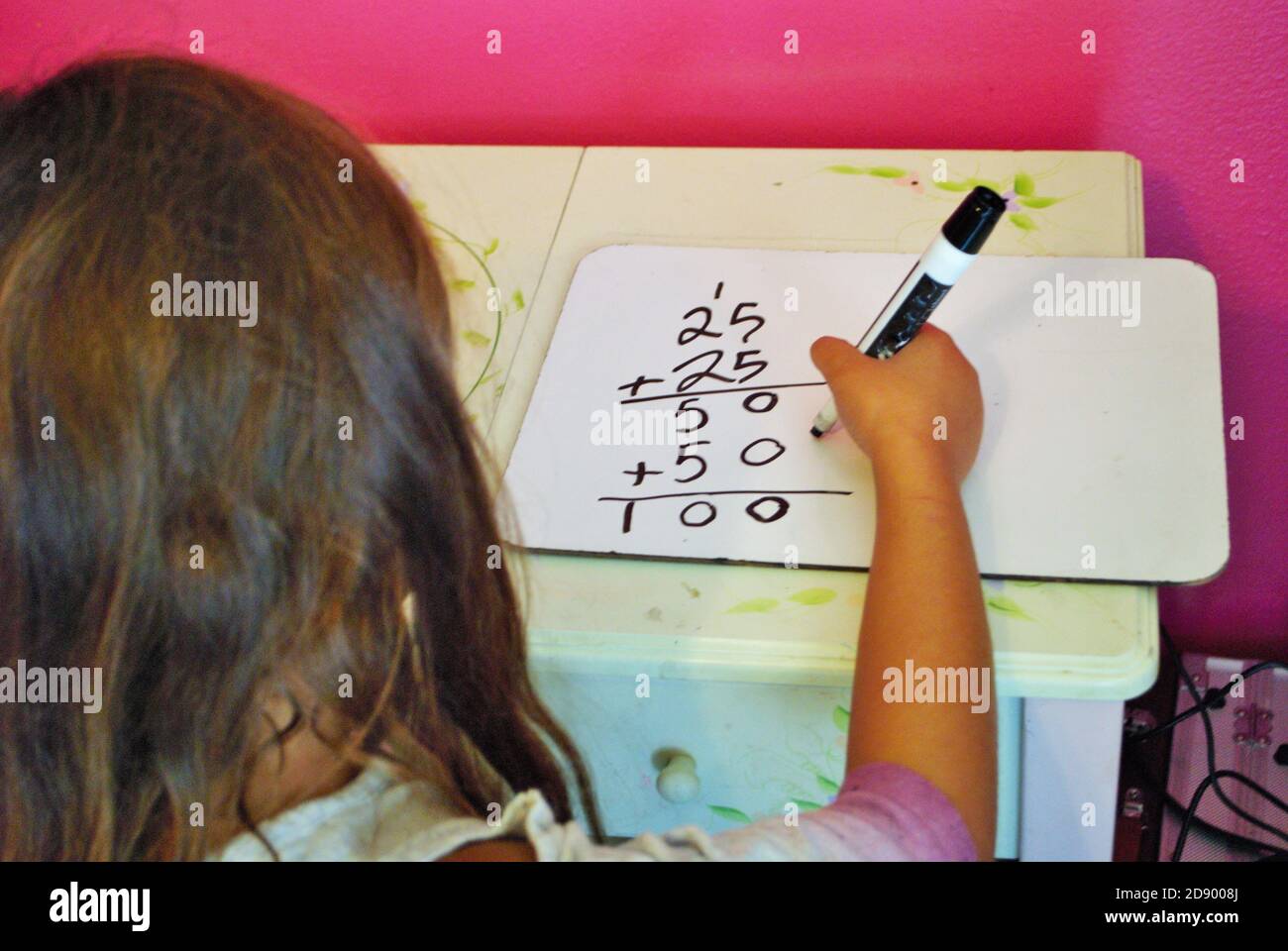 Withboard Math Girl Child whiteboard math hi-res stock photography and images - Alamy