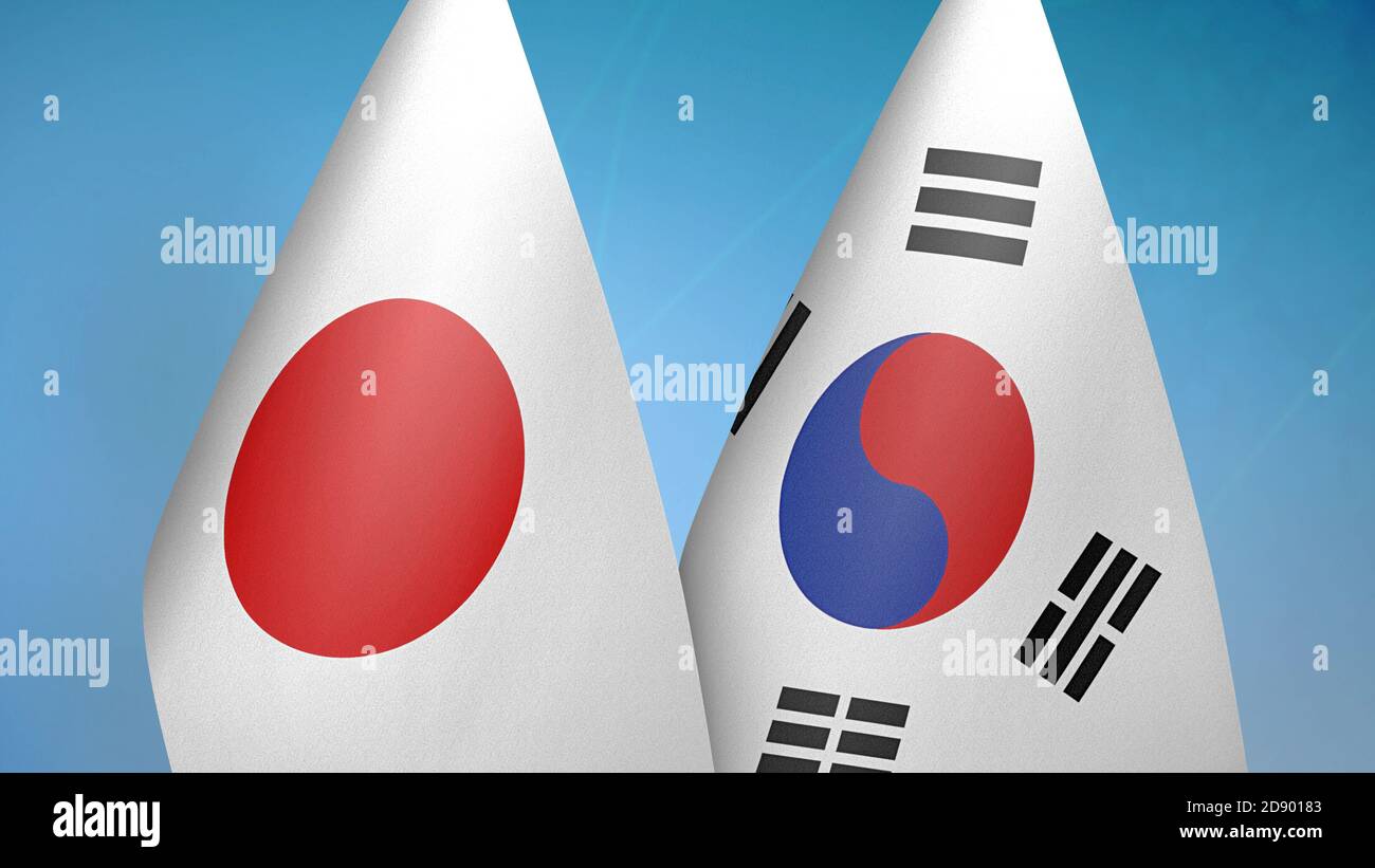 Japan and South Korea two flags Stock Photo Alamy