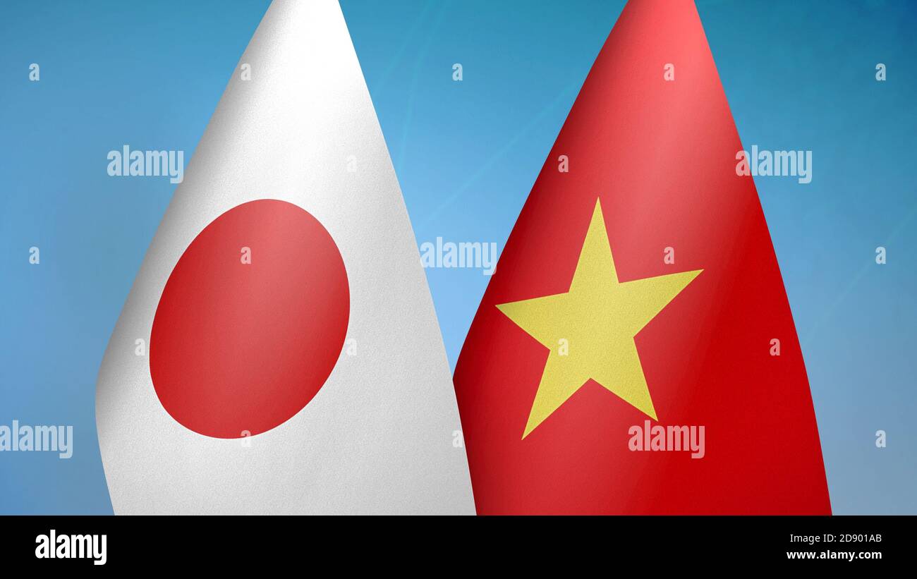 Japan and Vietnam two flags Stock Photo
