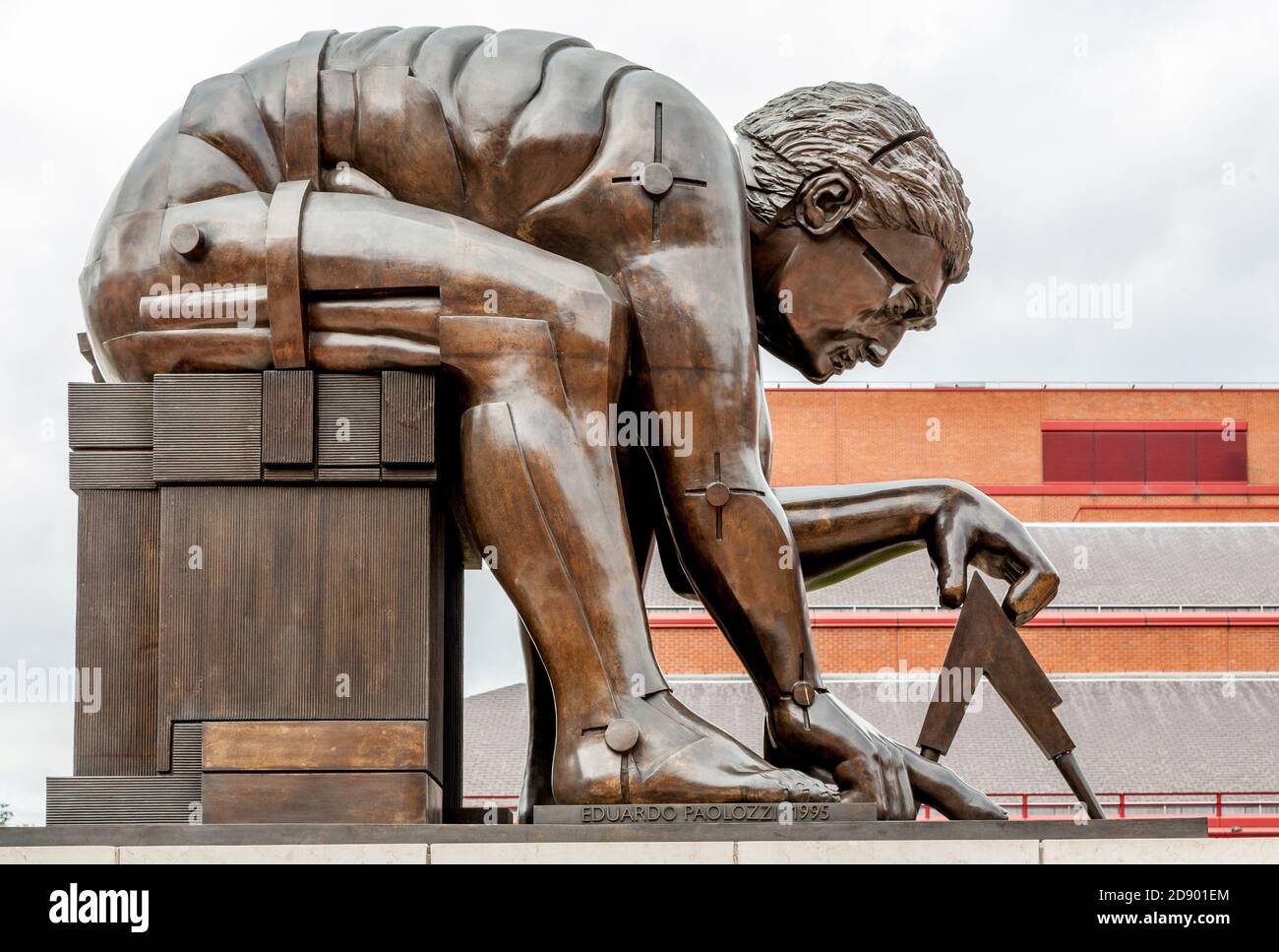 Eduardo Paolozzi's bronze sculpture of Newton at British Museum London embodying his Laws of Motion Theories of Gravity Light & Mathematical Calculus Stock Photo