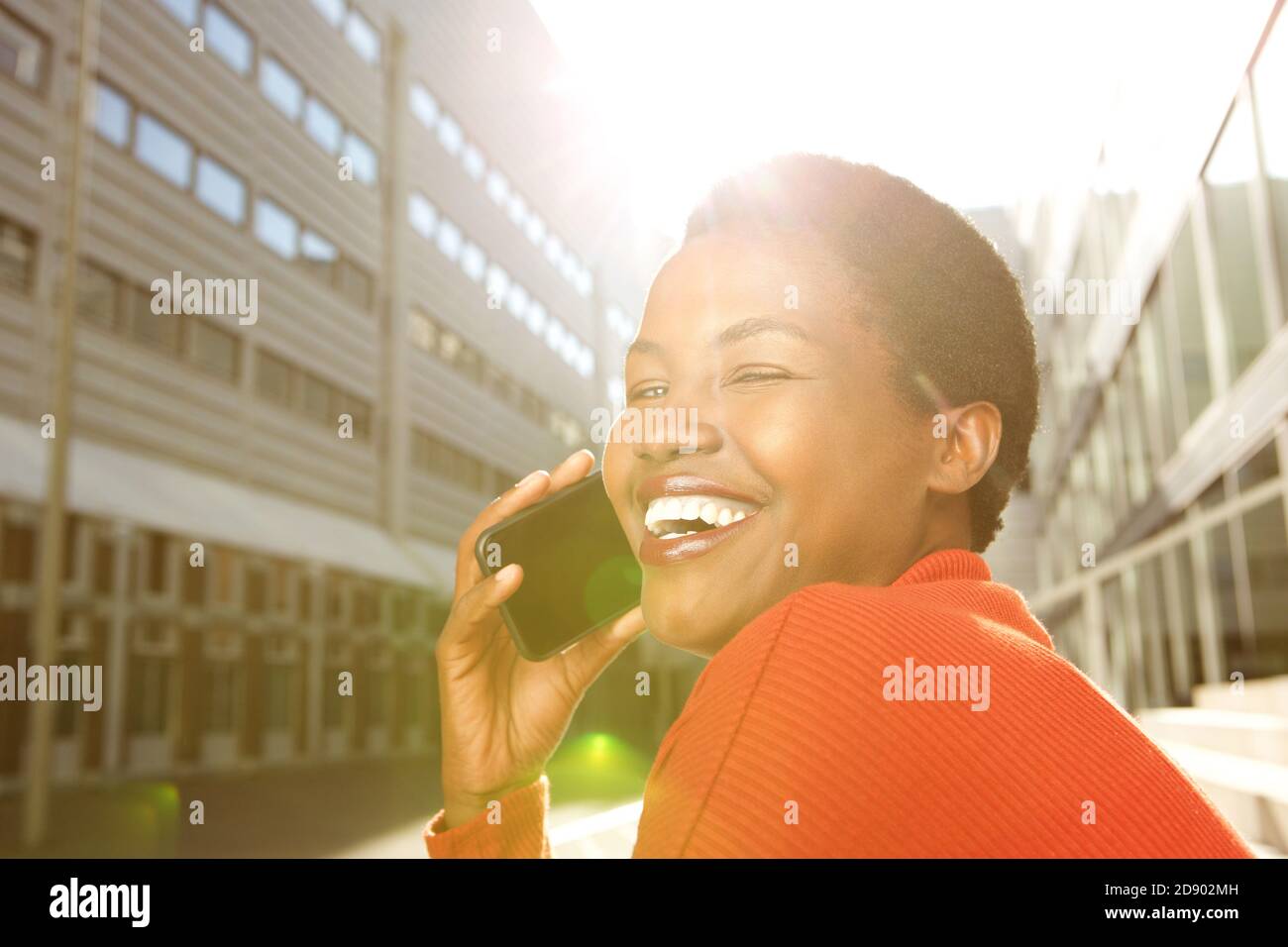 Black woman talking laughing hi-res stock photography and images - Alamy
