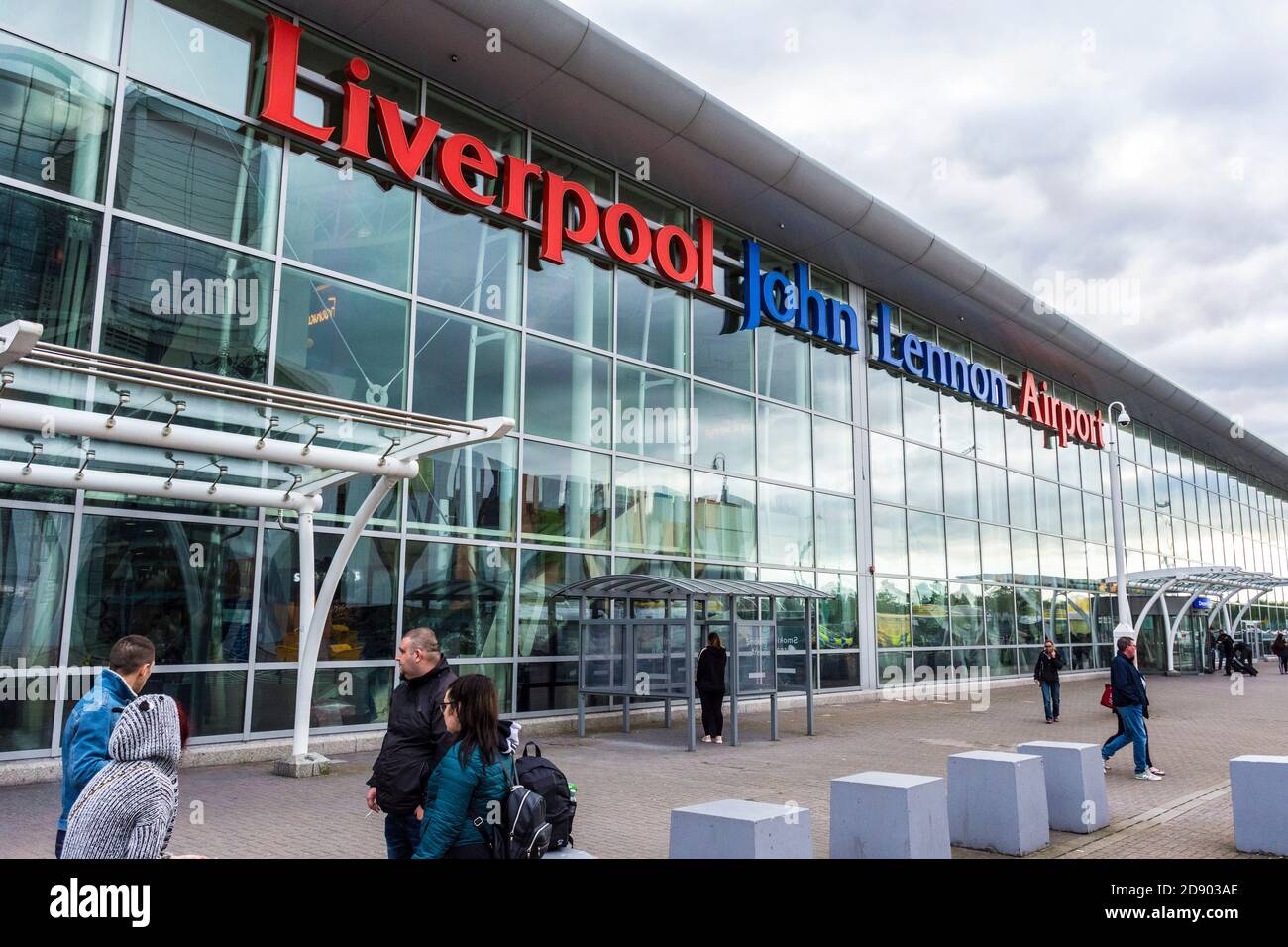 Liverpool John Lennon Airport. Frontage exterior shot of the International airport. Stock Photo