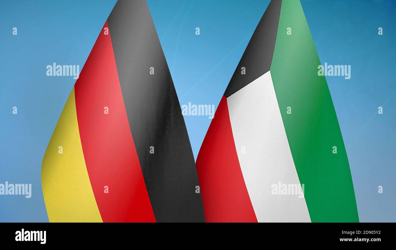 Germany and Kuwait two flags Stock Photo