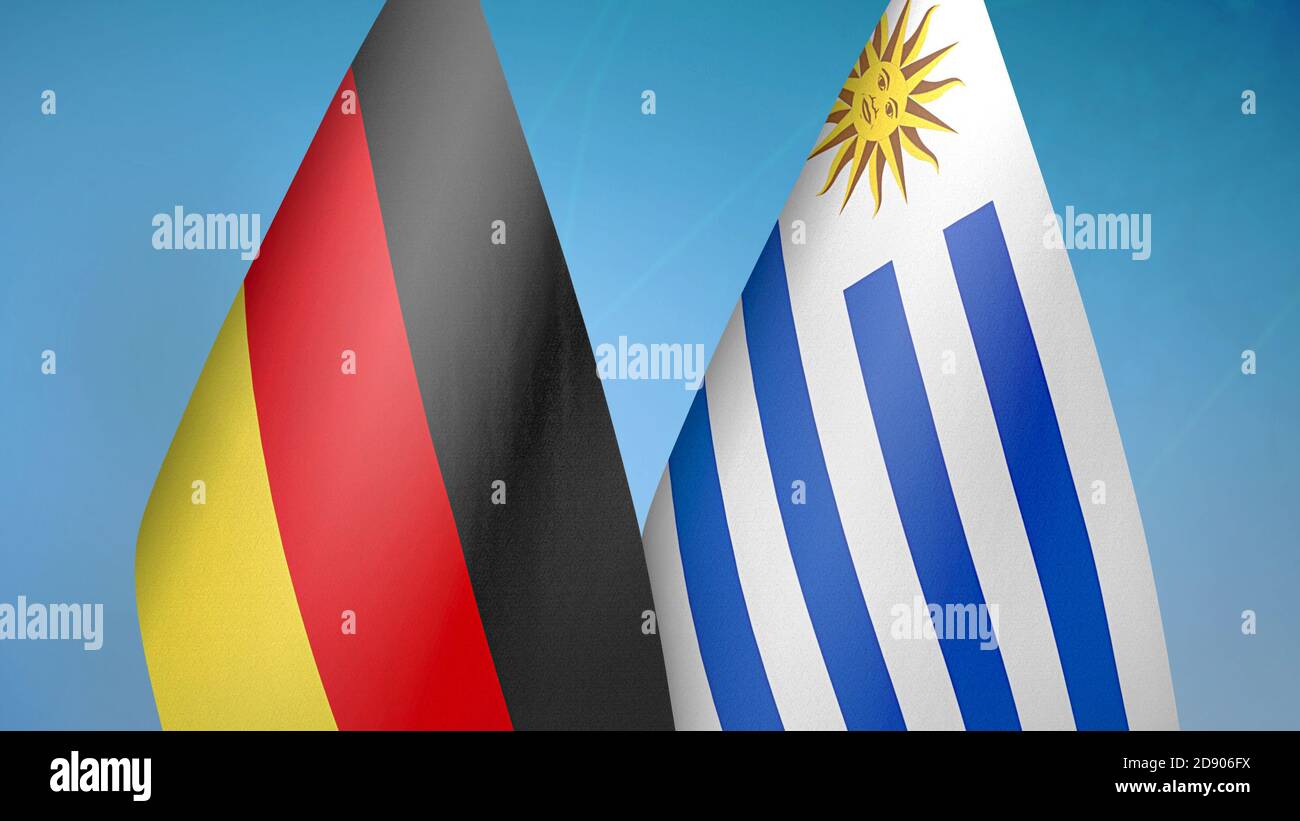 Germany and Uruguay two flags Stock Photo