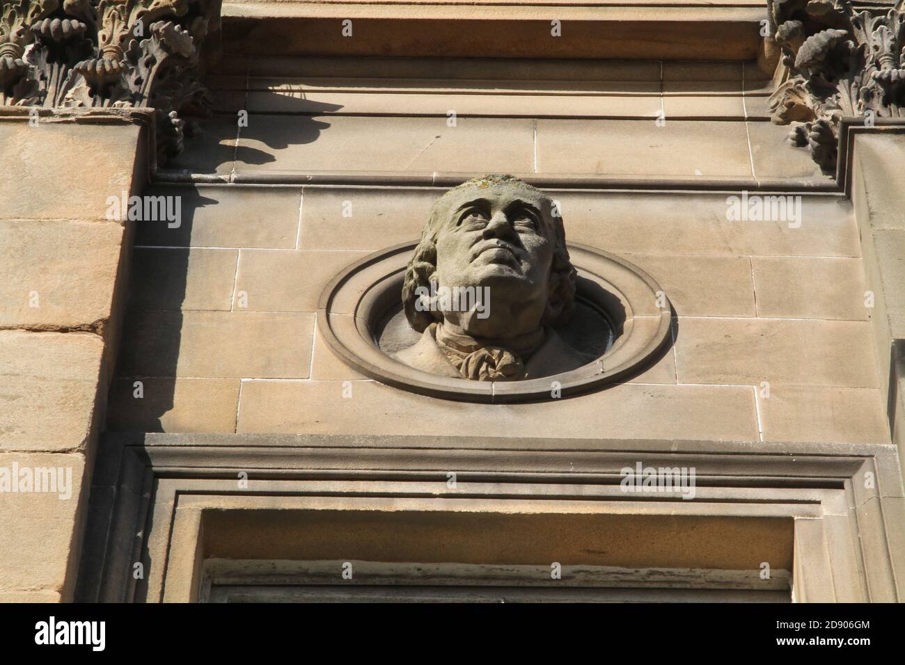 Ayr Academy, Ayr, Ayrshire, Scotland, UK. The front of Ayr academy showing the Corinthian Portico with medlalions of  James Watt (Inventor) Stock Photo