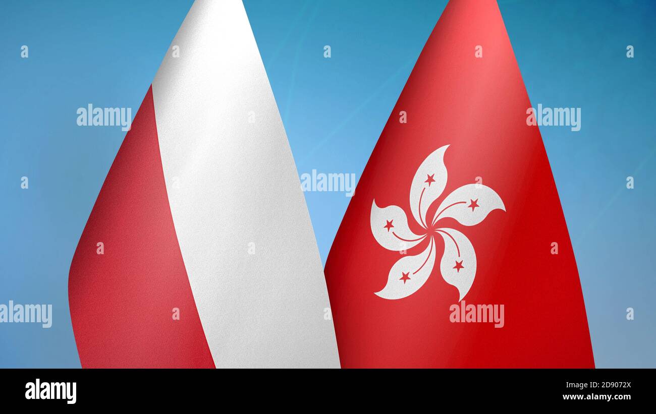 Poland and Hong Kong two flags Stock Photo
