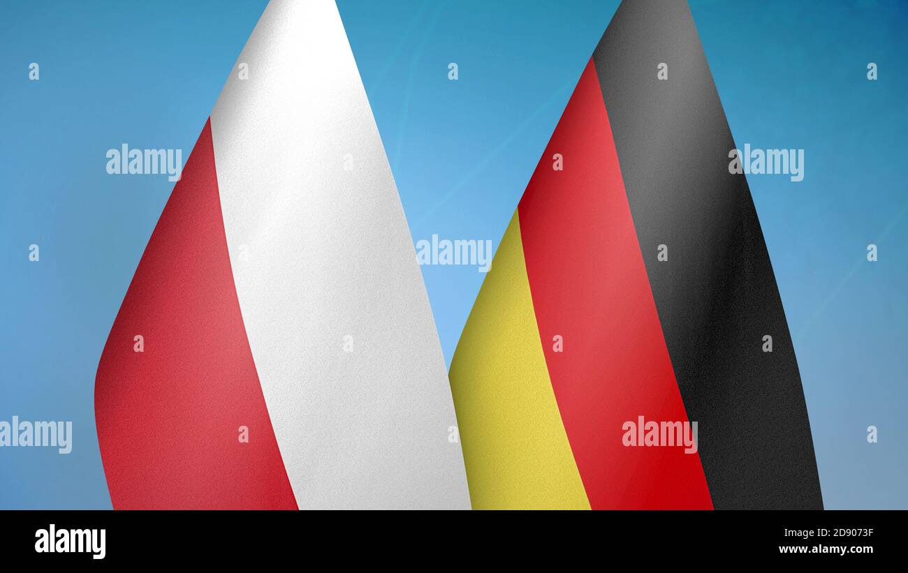 Poland and Germany two flags Stock Photo