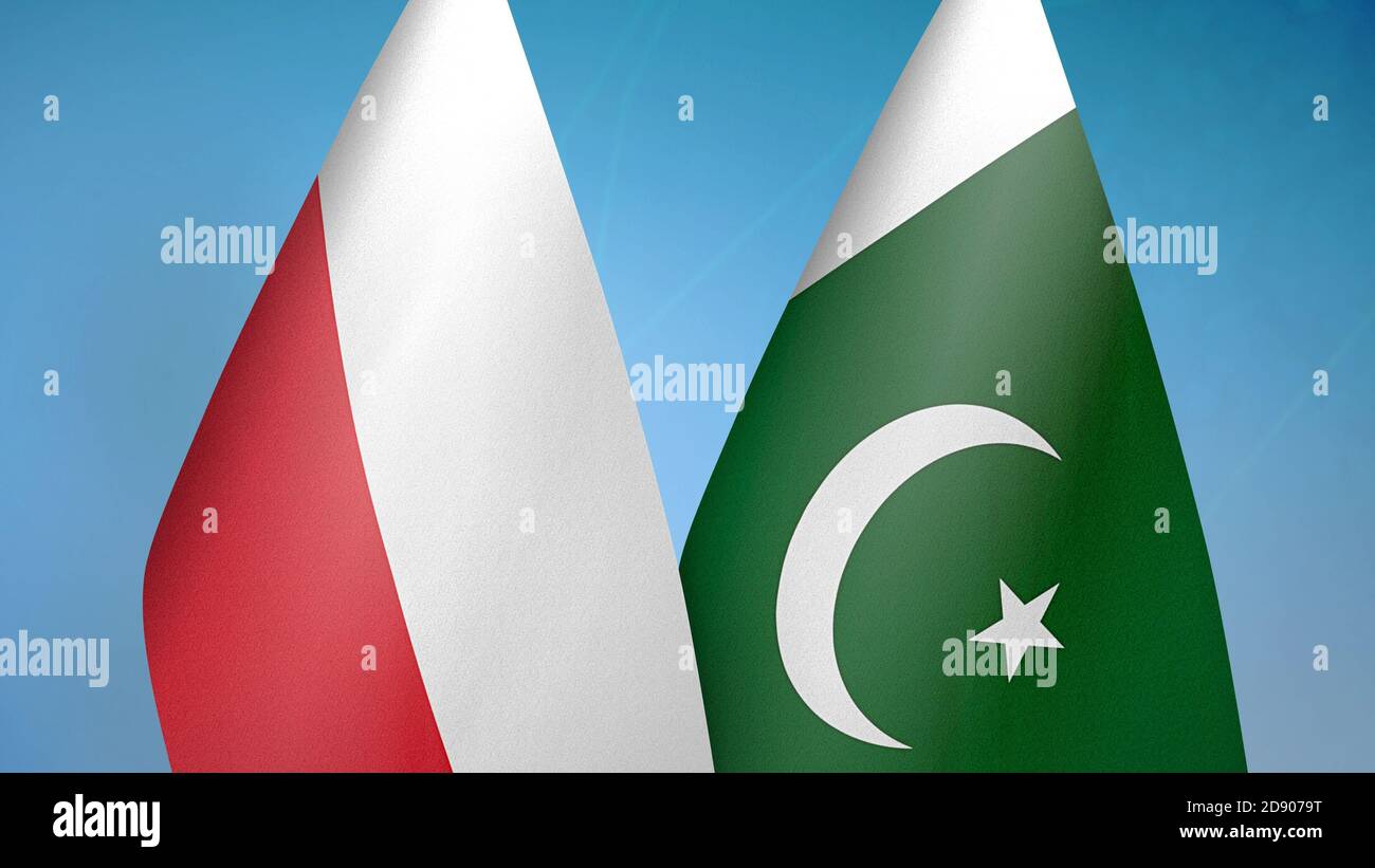 Poland and Pakistan two flags Stock Photo